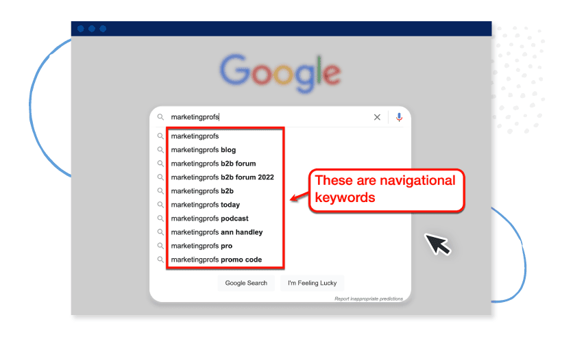 Examples of navigational keyowrds